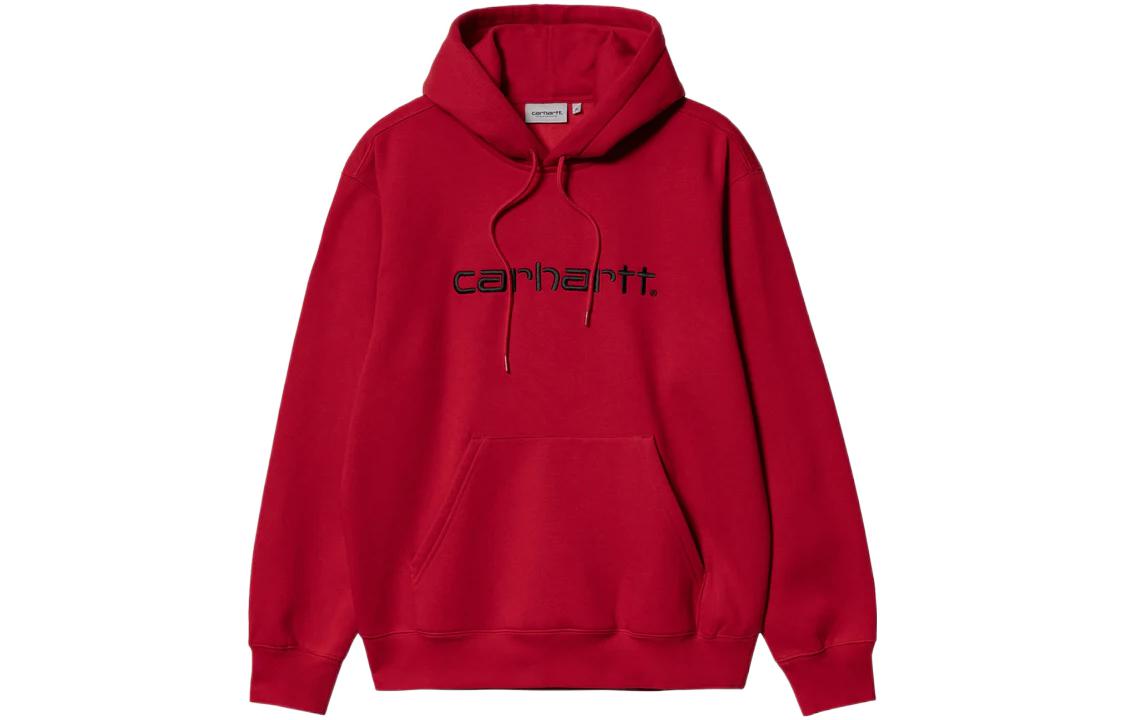 Carhartt WIP SS22 Hooded Sweatshirt Red with Embroidered Logo I030230-12A-XX