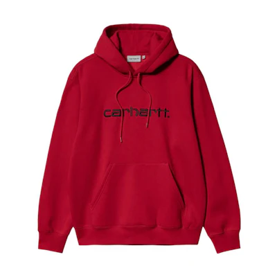 Carhartt WIP SS22 Hooded Sweatshirt Red with Embroidered Logo I030230-12A-XX