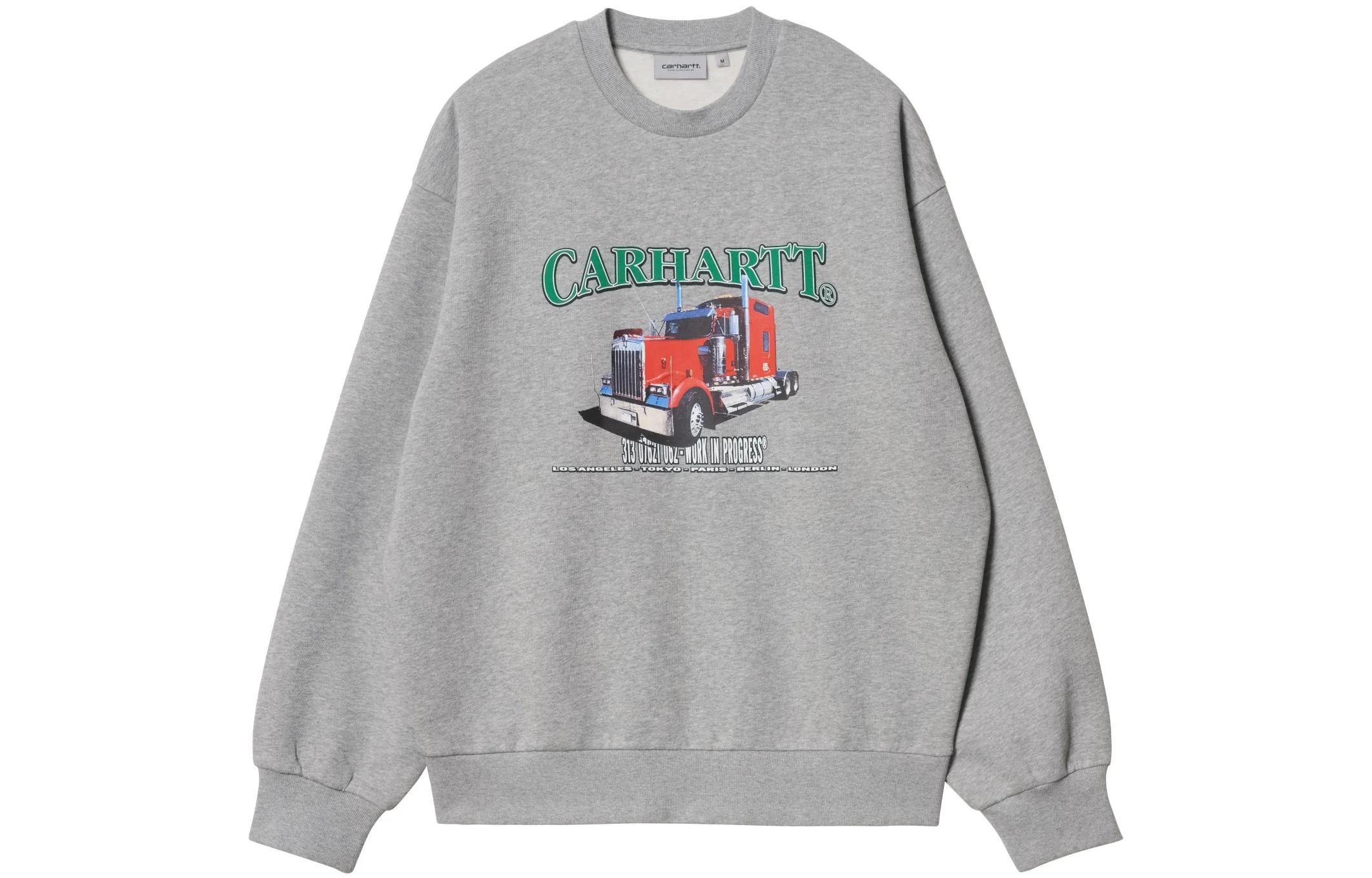 Carhartt WIP SS22 Letter Logo Car Print Crewneck Sweatshirt Grey () I030143-V6-XX