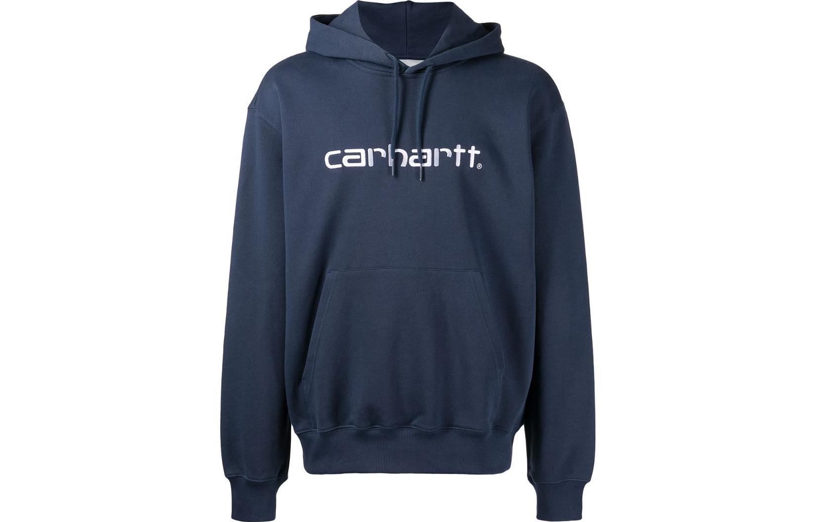 Carhartt WIP SS22 Logo Embroidered Hoodie Navy Blue Menswear A181021BLUE-WHITE