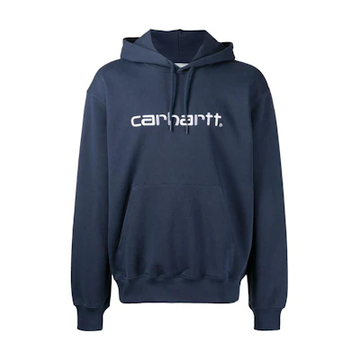 Carhartt WIP SS22 Logo Embroidered Hoodie Navy Blue Menswear A181021BLUE-WHITE