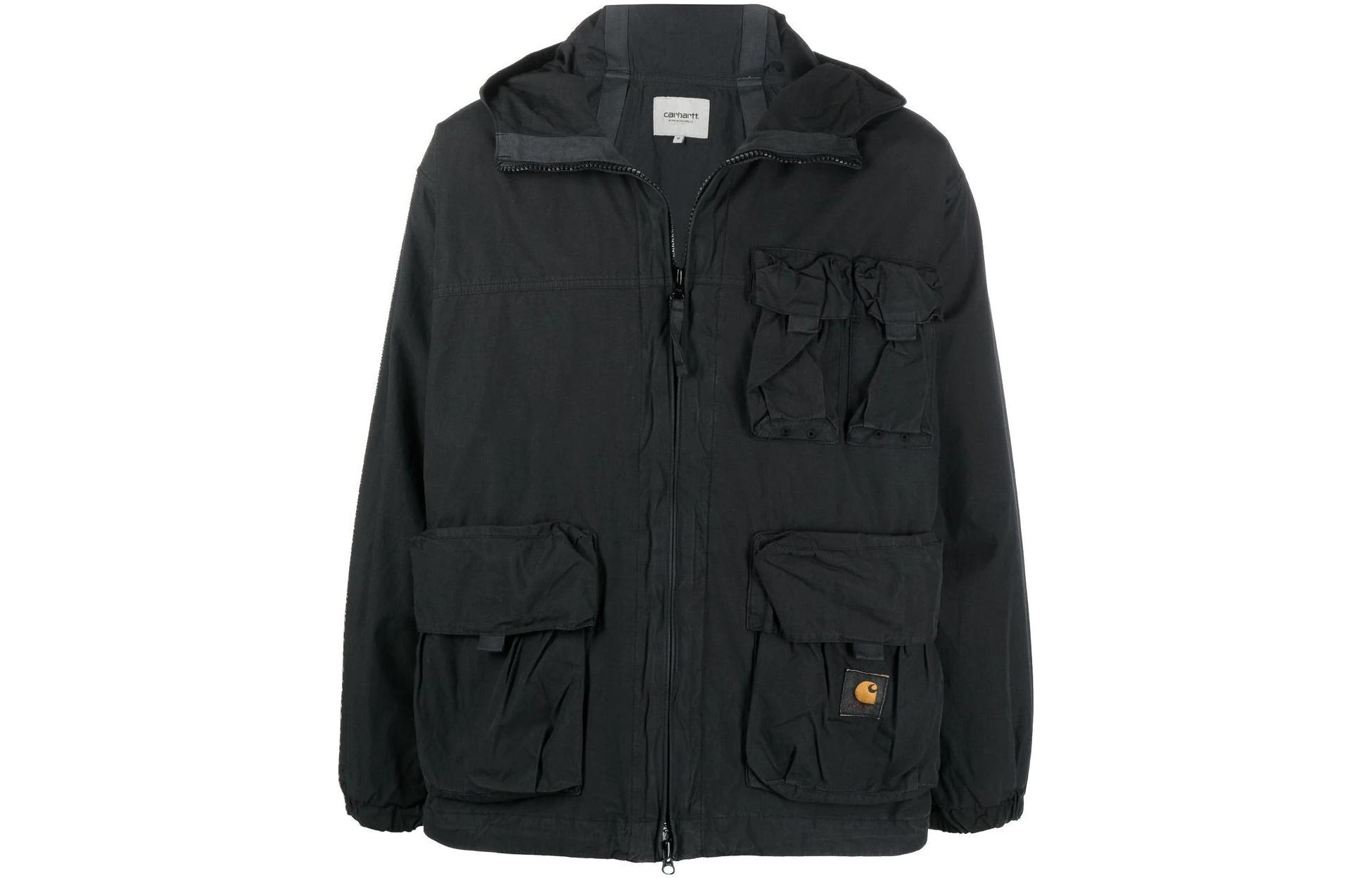 Carhartt WIP SS22 Logo Patch Zip-Up Hooded Bomber Jacket Men’s Black I03002089GD