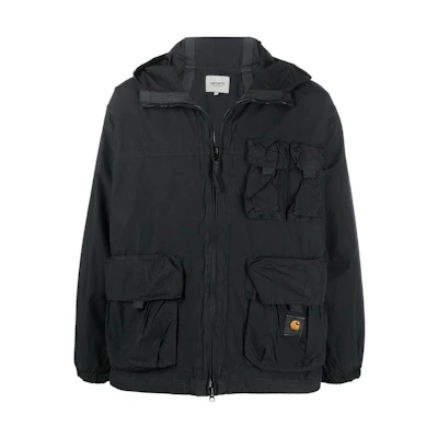 Carhartt WIP SS22 Logo Patch Zip-Up Hooded Bomber Jacket Men’s Black I03002089GD