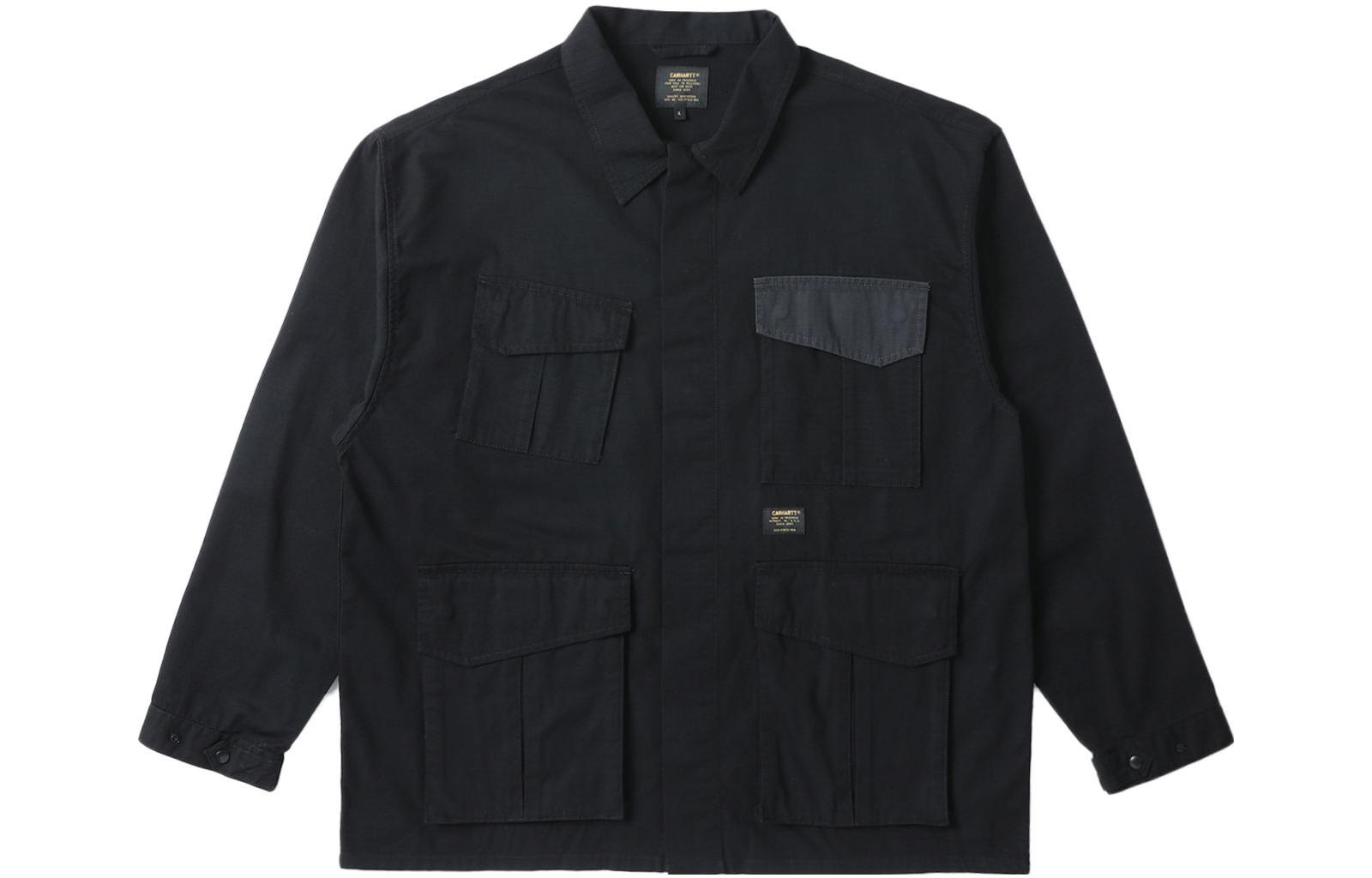 Carhartt WIP SS22 Multi-Pocket Logo Collar Jacket Black Mens CHXJKA221036I-BKX