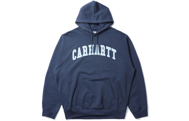 Carhartt WIP SS22 Pullover Hoodie Blue with Chest Lettering CHXSWA221033I-BLX