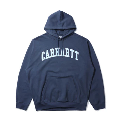 Carhartt WIP SS22 Pullover Hoodie Blue with Chest Lettering CHXSWA221033I-BLX