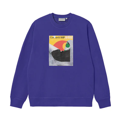 Carhartt WIP SS22 Purple Book Cover Print Loose Fit Pullover Sweatshirt Men I030131-0NR-XX