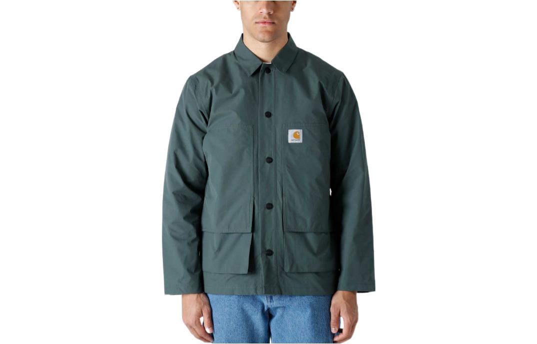 Carhartt WIP SS22 Solid Label Snap Button Shirt Jacket Peacock Green I030018-0NV-XX