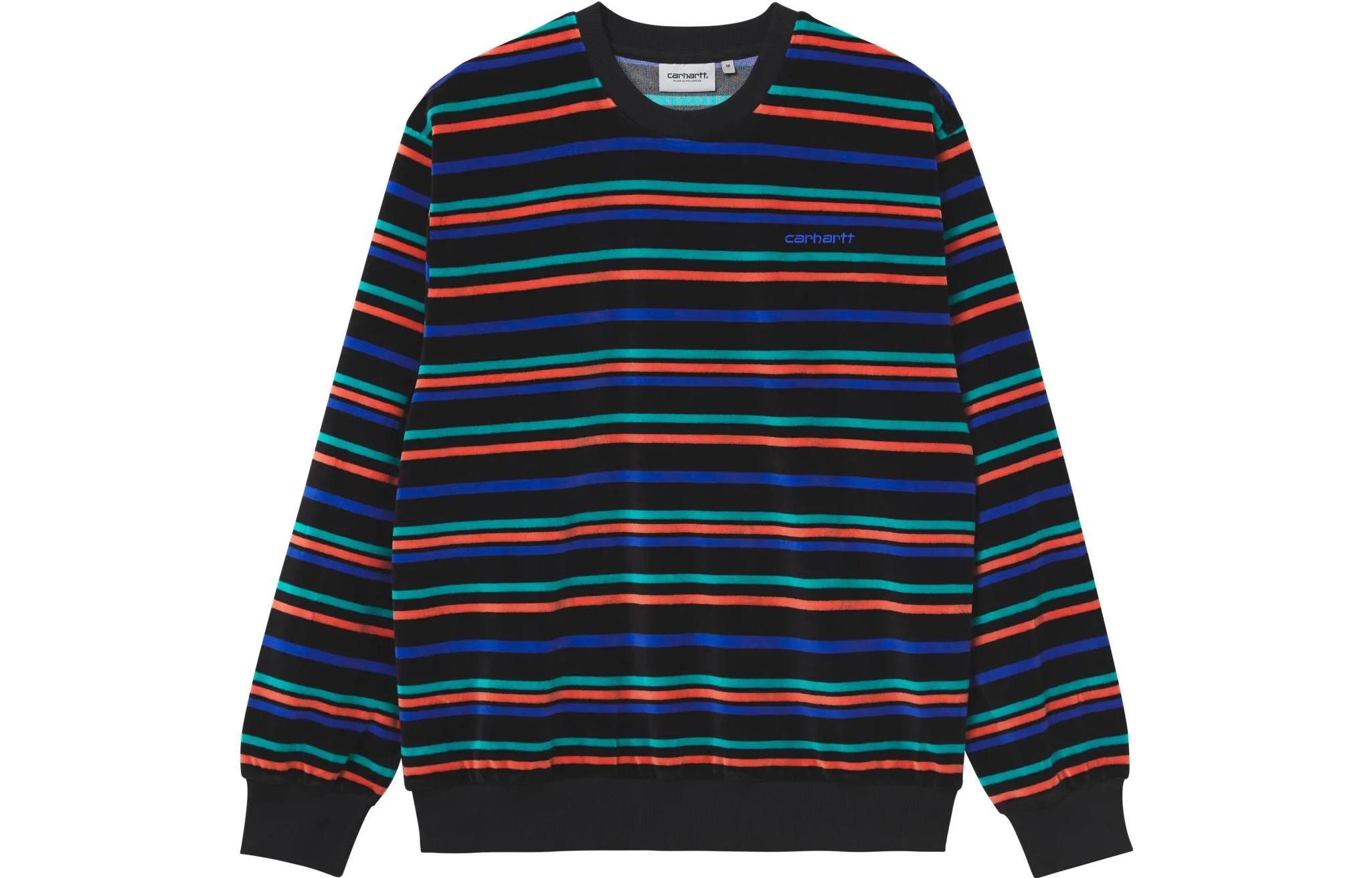 Carhartt WIP SS22 Striped Crewneck Pullover Long Sleeve Sweatshirt Black Men’s I030075-0TD-XX