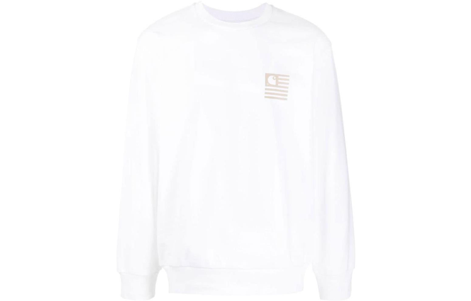 Carhartt WIP SS22 White Logo Print Long Sleeve Sweatshirt for Men I0300890302XX