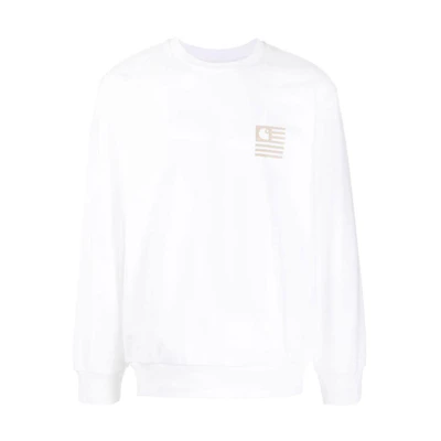 Carhartt WIP SS22 White Logo Print Long Sleeve Sweatshirt for Men I0300890302XX