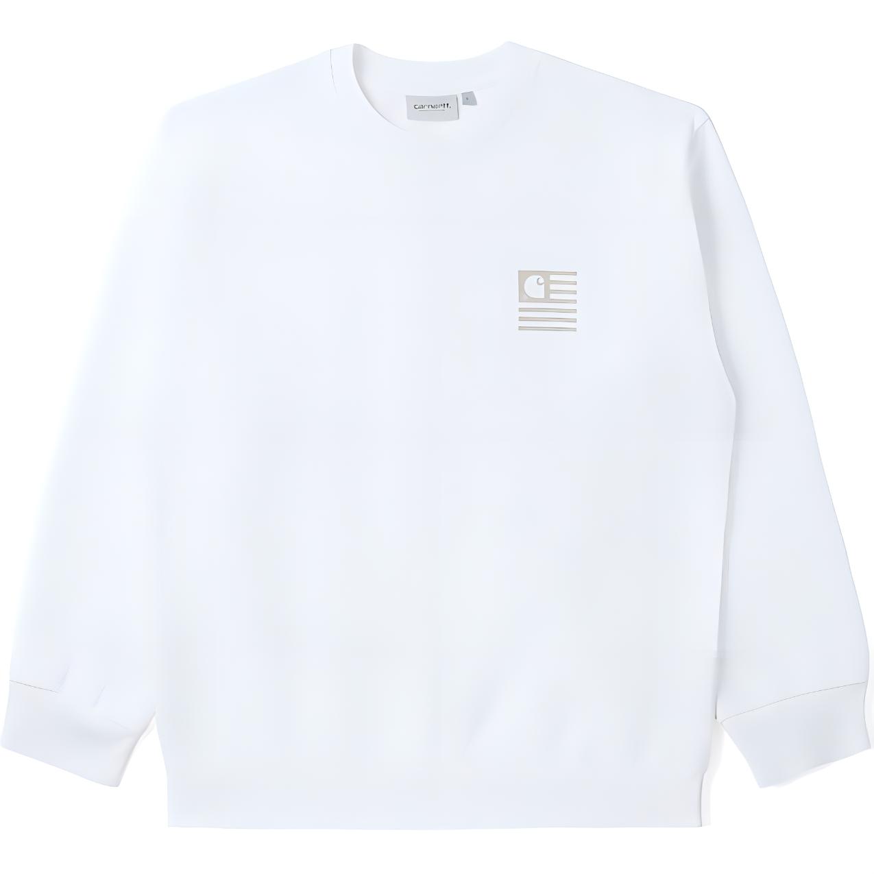 Carhartt WIP SS22 White Loose Fit Crewneck Sweatshirt with Back Logo Print CHXSWI030089I-WHX