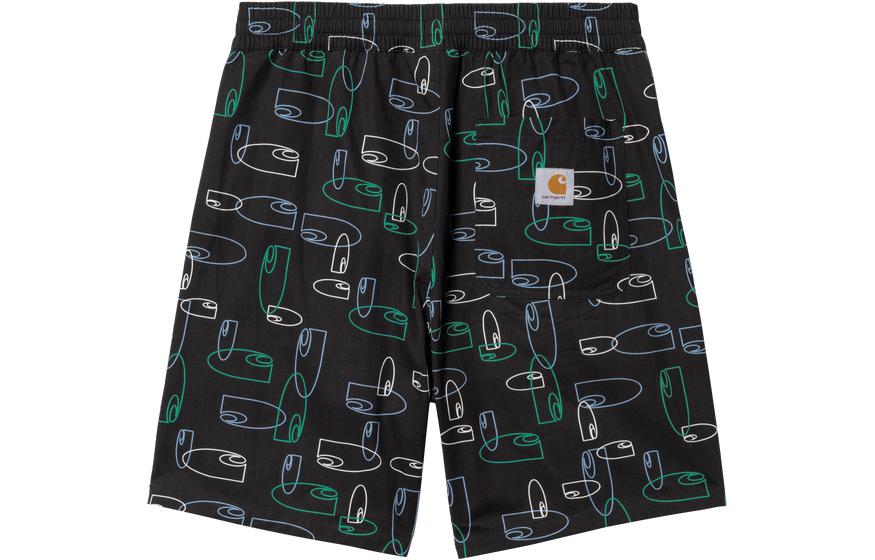 Carhartt WIP SS23  Logo Print Casual Shorts - Black CHXSPS231662K-BKX