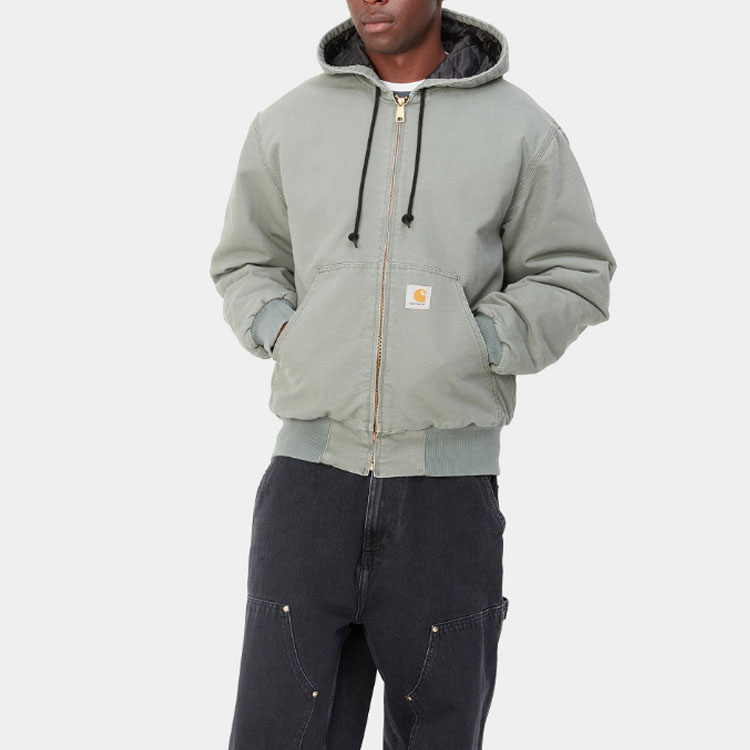 Carhartt WIP SS23 Active Jacket  Washed Cotton Hoodie - Smoky Green. I027360-1ND-3K 圖 5