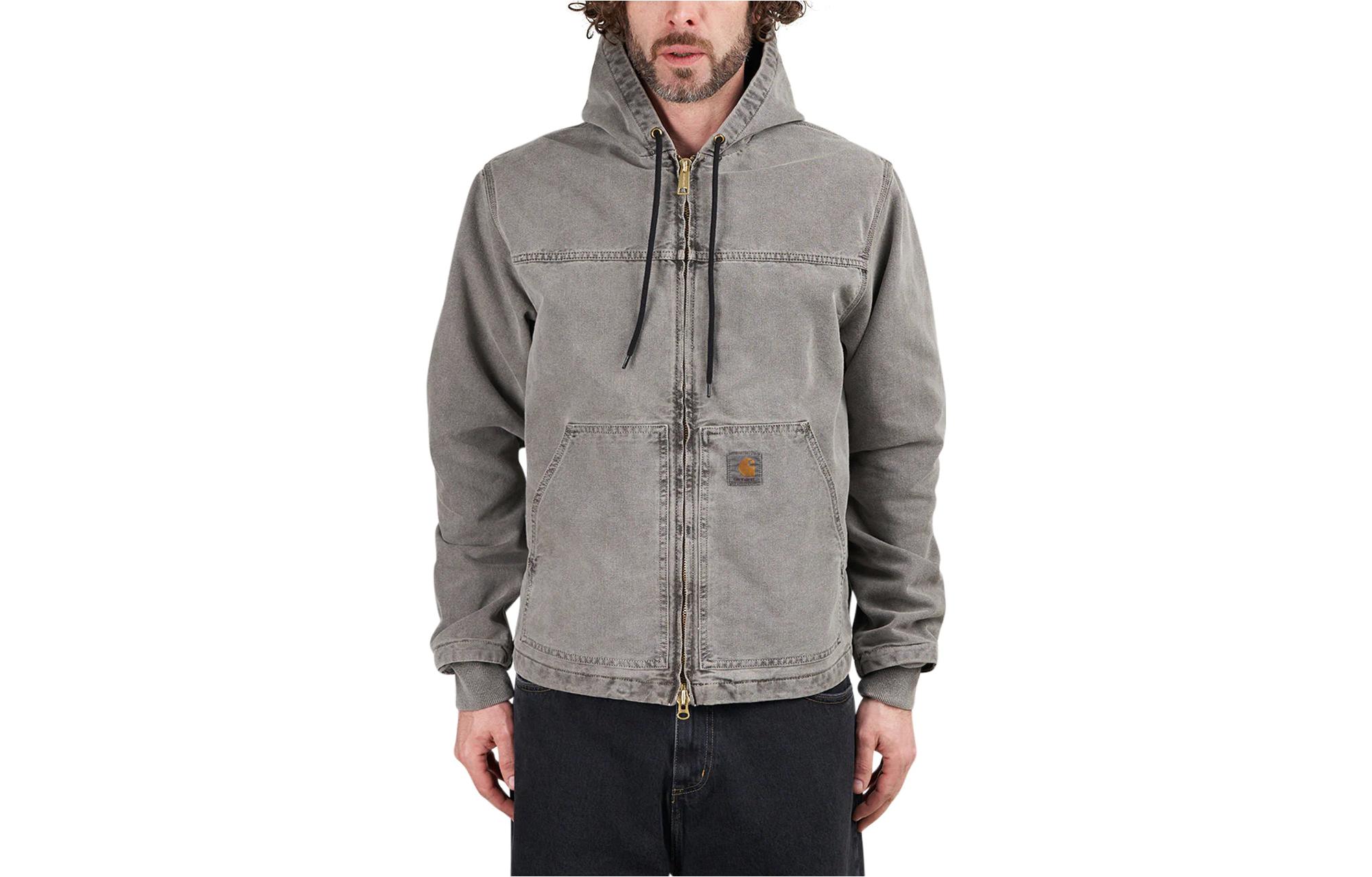 Carhartt WIP SS23 Arling Zip-Up Solid Color Hooded Jacket Men’s Gray I031389-89-FH