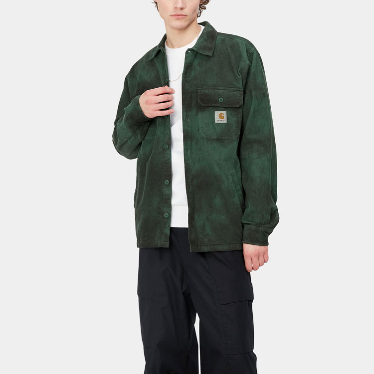Shop Carhartt WIP SS23 Chromo Faded Cotton Shirt Jacket Green () I031360-1DJ-XX