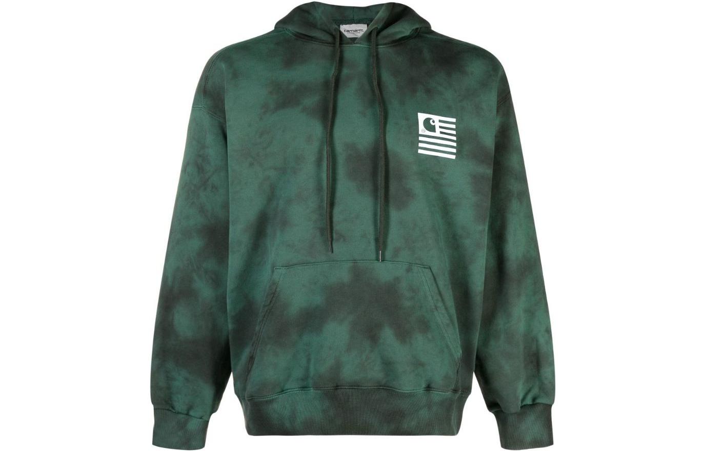 Carhartt WIP SS23 Chromo Tie-Dye Logo Hoodie Men’s Forest Green I031405-1JY-XX