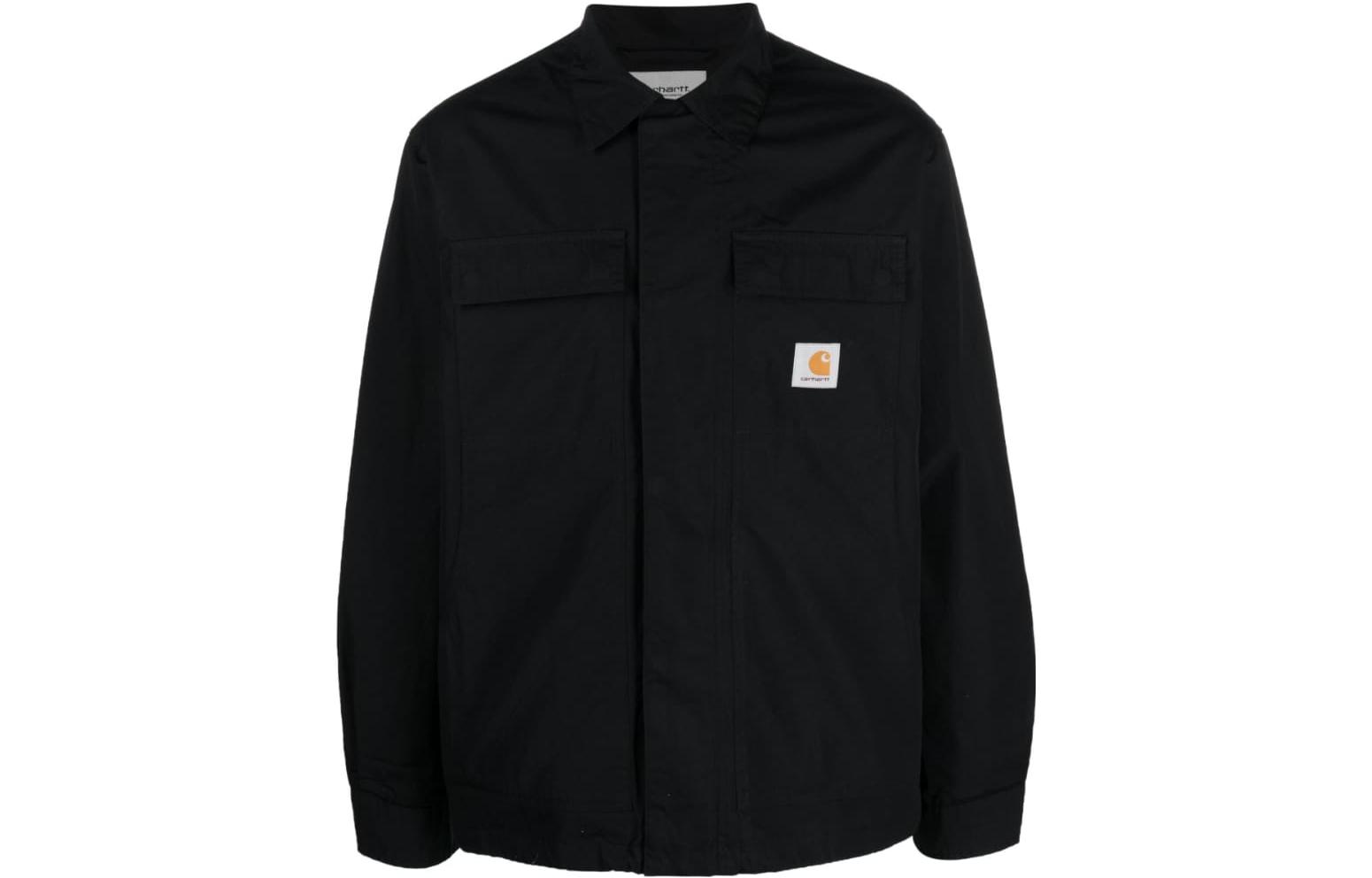 Carhartt WIP SS23 Detour Editorial Logo Patch Long Sleeve Jacket Black Mens I031473-89-XX