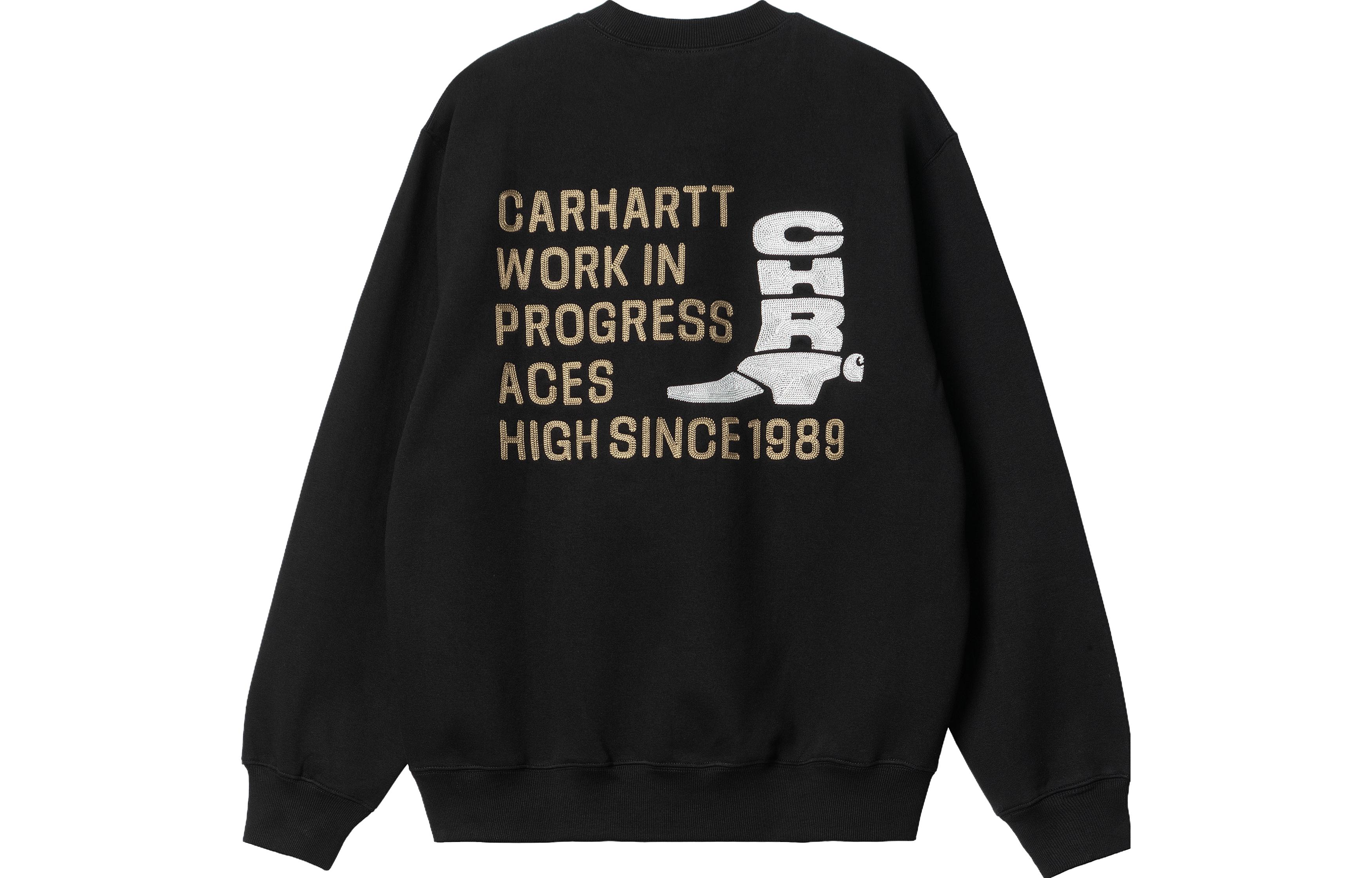 Carhartt WIP SS23 Embroidered Logo Crewneck Long Sleeve Sweatshirt Black I031439-K02-XX