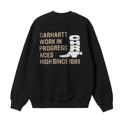 Carhartt WIP SS23 Embroidered Logo Crewneck Long Sleeve Sweatshirt Black I031439-K02-XX