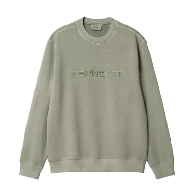 Carhartt WIP SS23 Green Crewneck Sweatshirt with Logo Embroidery I031788-1CT-GD