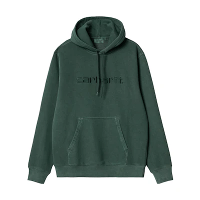 Carhartt WIP SS23 Green Logo Embroidered Loose Fit Hoodie with Drawstring I030145-1N9-GD