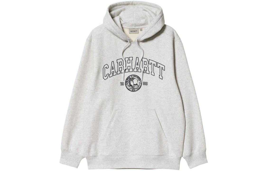 Carhartt WIP SS23 Grey Hoodie with Solid Logo Embroidery Pullover Design I031798-1KV-XX