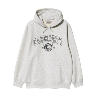 Carhartt WIP SS23 Grey Hoodie with Solid Logo Embroidery Pullover Design I031798-1KV-XX