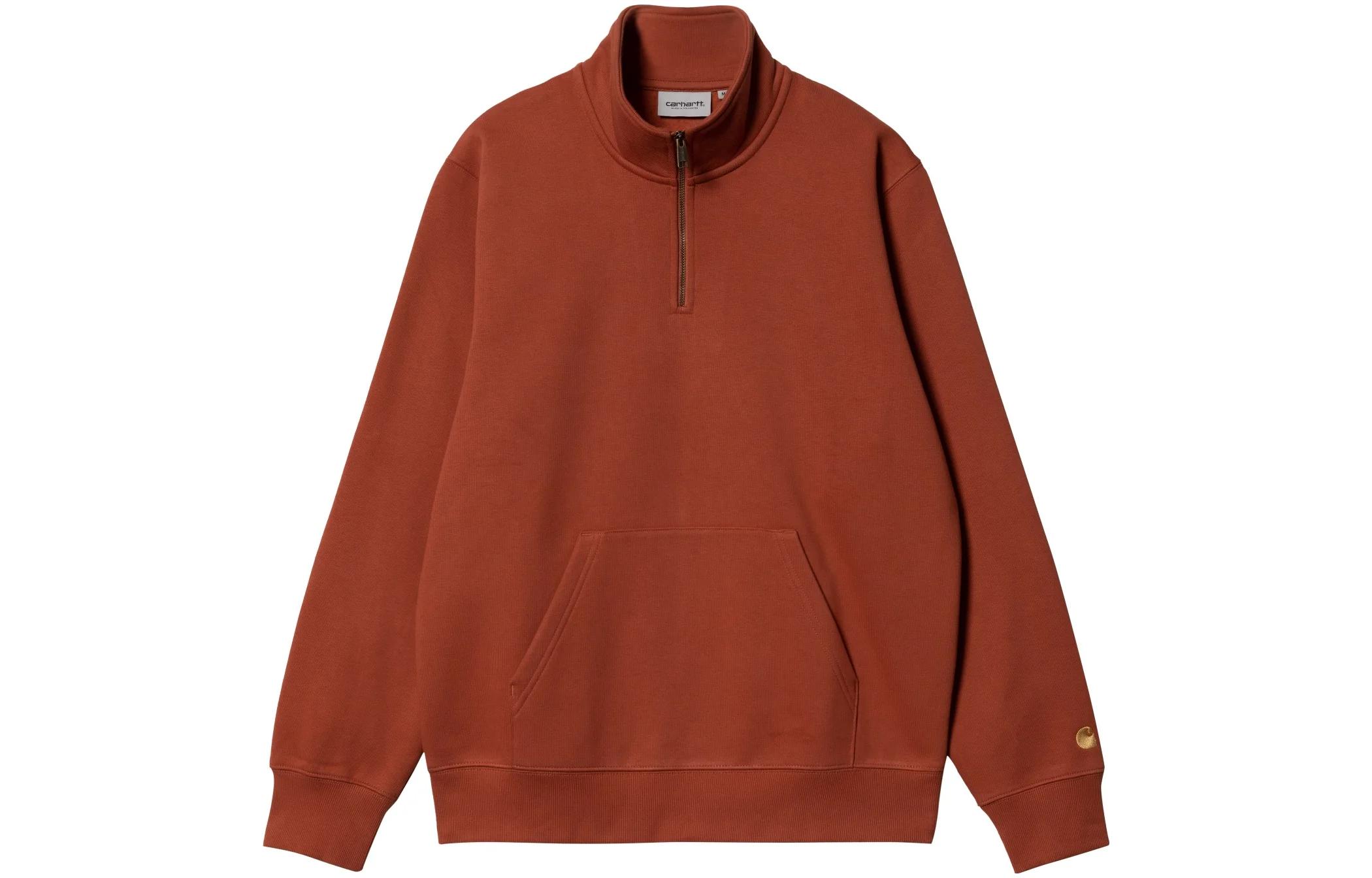 Carhartt WIP SS23 Half-Zip Pocket Long-Sleeve Sweatshirt Brown-Red Men’s I027038-1DG-XX
