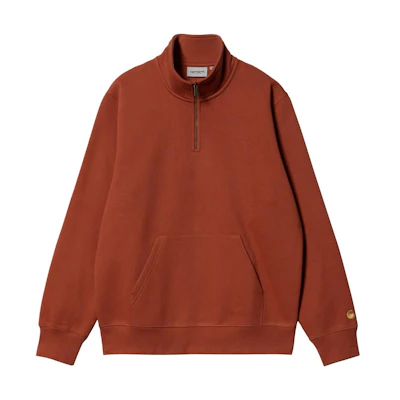 Carhartt WIP SS23 Half-Zip Pocket Long-Sleeve Sweatshirt Brown-Red Men’s I027038-1DG-XX