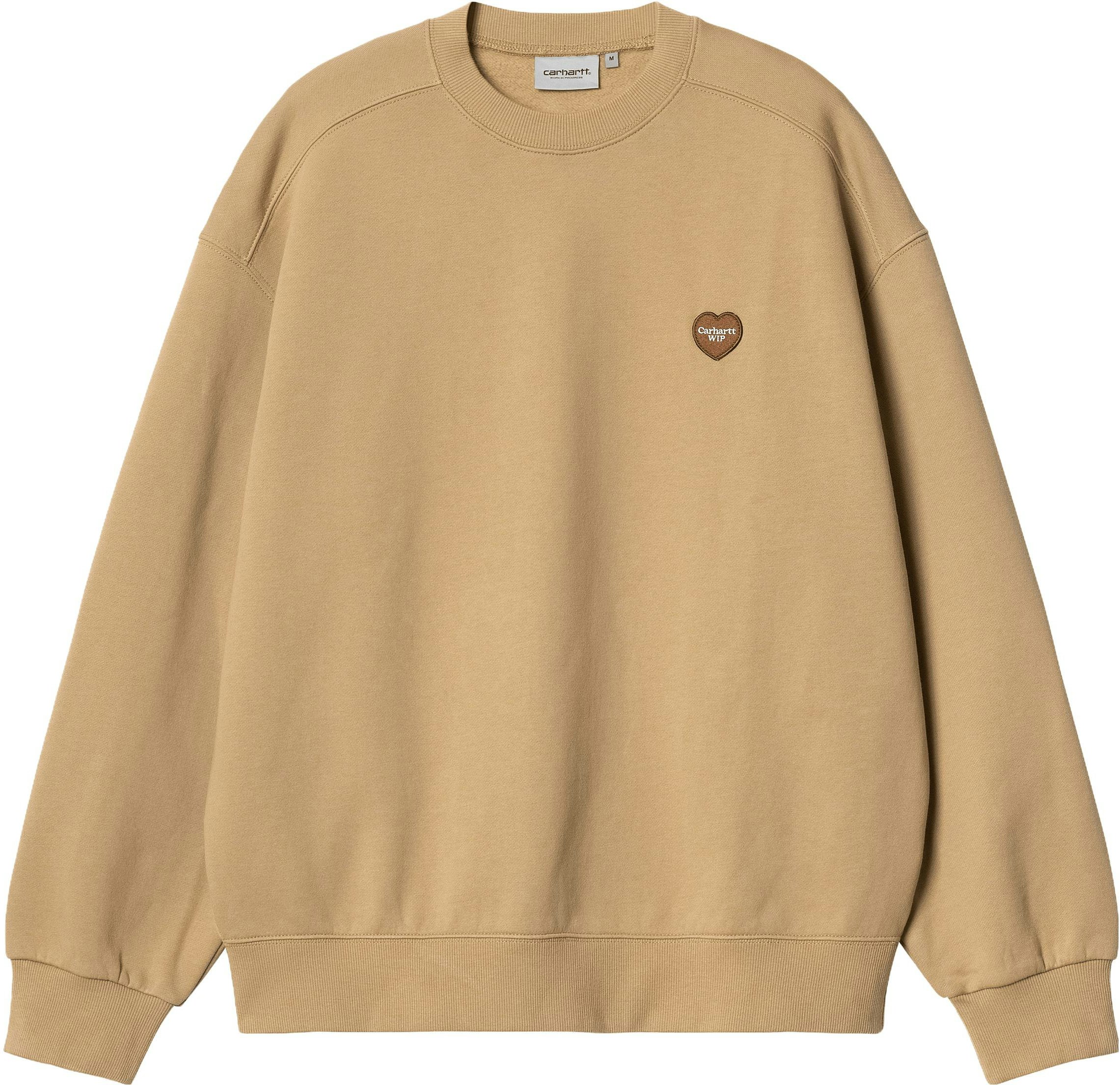 carhartt-wip-ss-23-heart-embroidered-badge-casual-crewneck-sweatshirt-tan-i032167-07-e-xx