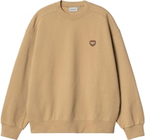 Carhartt WIP SS23 Heart Embroidered Badge Casual Crewneck Sweatshirt Tan . I032167-07E-XX Carhartt WIP SS23 Heart Embroidered Badge Casual Crewneck Sweatshirt Tan . I032167-07E-XX