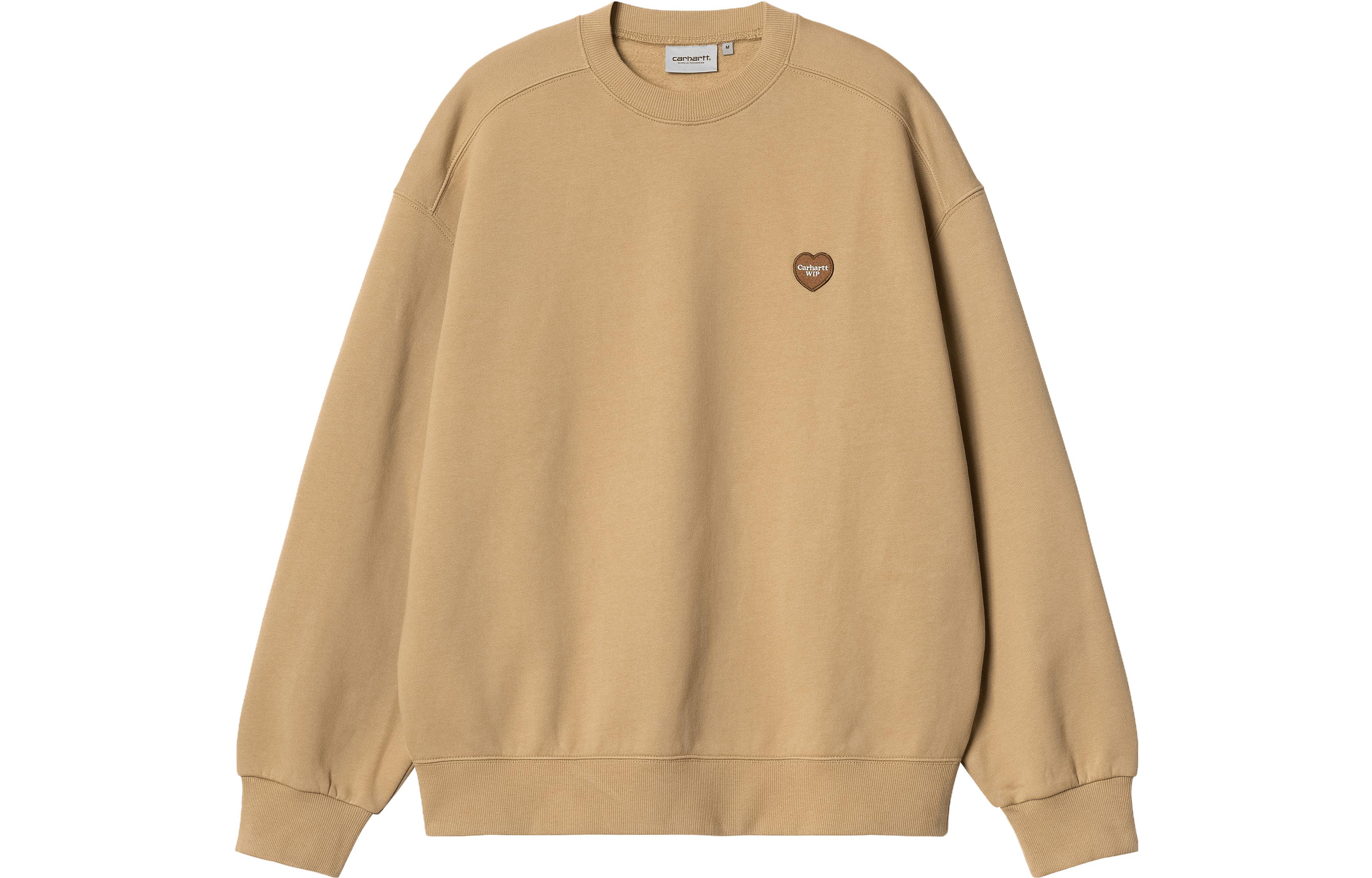 Order Carhartt WIP SS23 Heart Embroidered Badge Casual Crewneck Sweatshirt Tan . I032167-07E-XX