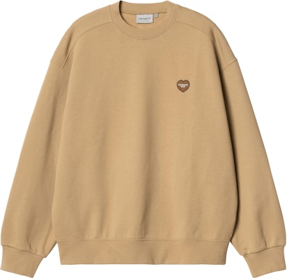 Carhartt WIP SS23 Heart Embroidered Badge Casual Crewneck Sweatshirt Tan . I032167-07E-XX Order Carhartt WIP SS23 Heart Embroidered Badge Casual Crewneck Sweatshirt Tan . I032167-07E-XX