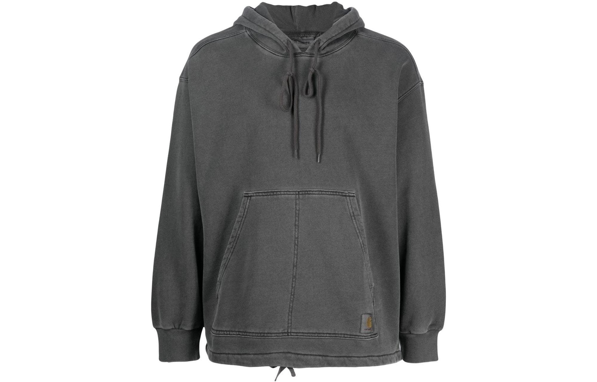 Carhartt WIP SS23 Logo Drawstring Hoodie - Charcoal Gray I031368-89-GD