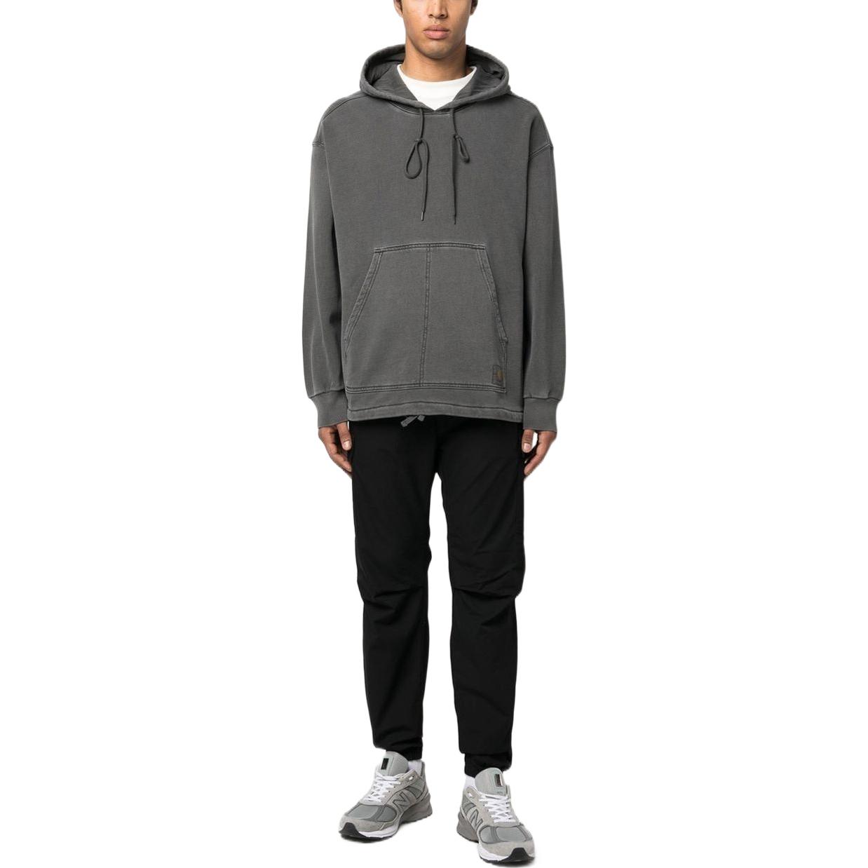 Shop Carhartt WIP SS23 Logo Drawstring Hoodie - Kelabu Arang I031368-89-GD