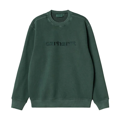 Carhartt WIP SS23 Logo Embroidered Crewneck Loose Fit Long Sleeve Sweatshirt Green I031788-1N9-GD