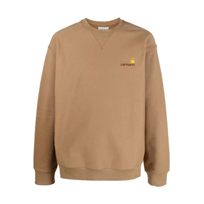Carhartt WIP SS23 Logo Embroidered Crewneck Sweatshirt Brown Long Sleeve I025475-1CM-XX