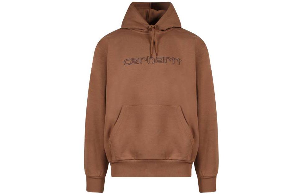 Carhartt WIP SS23 Logo Embroidered Drawstring Hoodie Caramel () I0314100-0S-XX