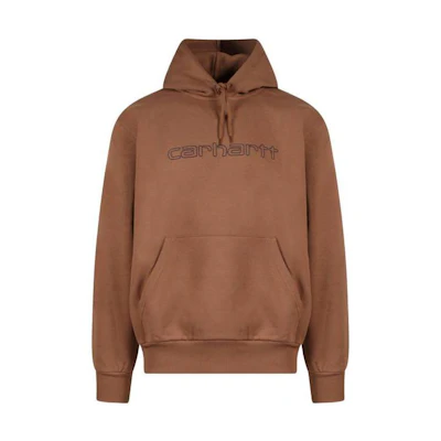Carhartt WIP SS23 Logo Embroidered Drawstring Hoodie Caramel () I0314100-0S-XX