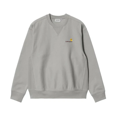 Carhartt WIP SS23 Logo Embroidered Loose-Fit Crewneck Sweatshirt Men Grey I025475-0WF-XX