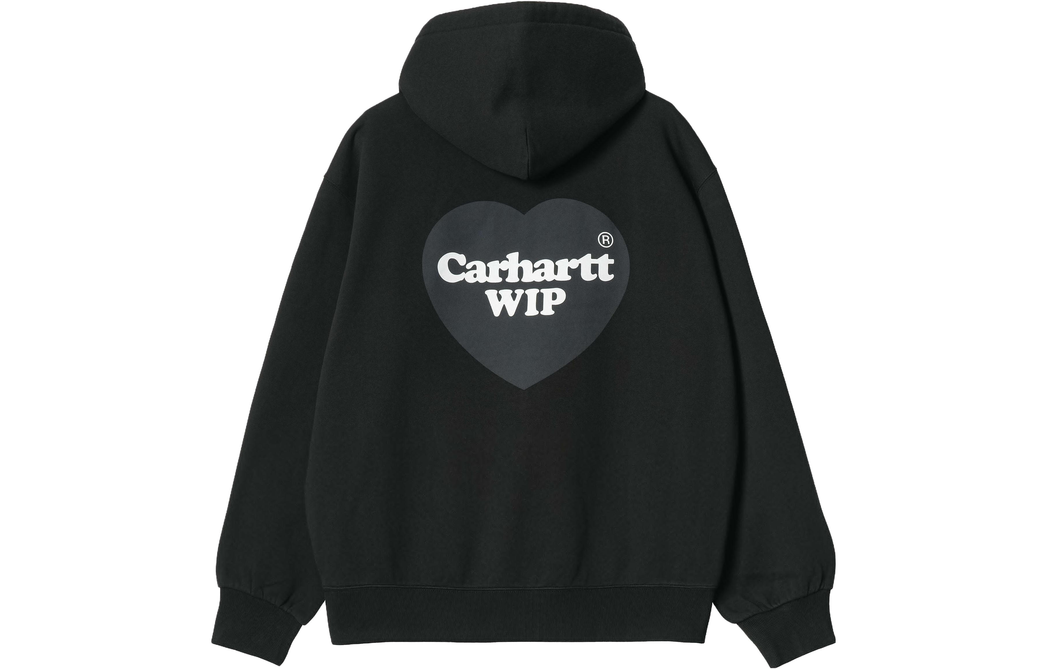Carhartt WIP SS23 Logo Heart Print Loose Fit Hoodie Black Mens I032168-89-XX