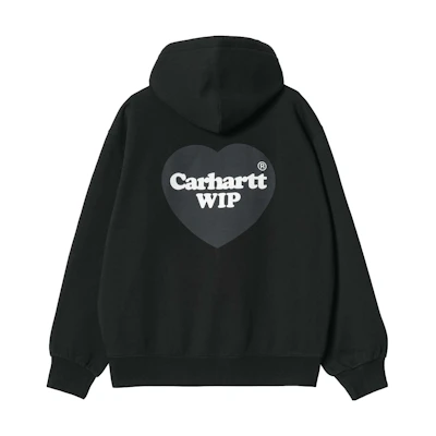 Carhartt WIP SS23 Logo Heart Print Loose Fit Hoodie Black Mens I032168-89-XX