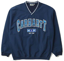 Carhartt WIP SS23 Logo Patch V-Neck Pullover Sweatshirt Blue () CHXSWS231034K-BLX Carhartt WIP SS23 Logo Patch V-Neck Pullover Sweatshirt Blue () CHXSWS231034K-BLX