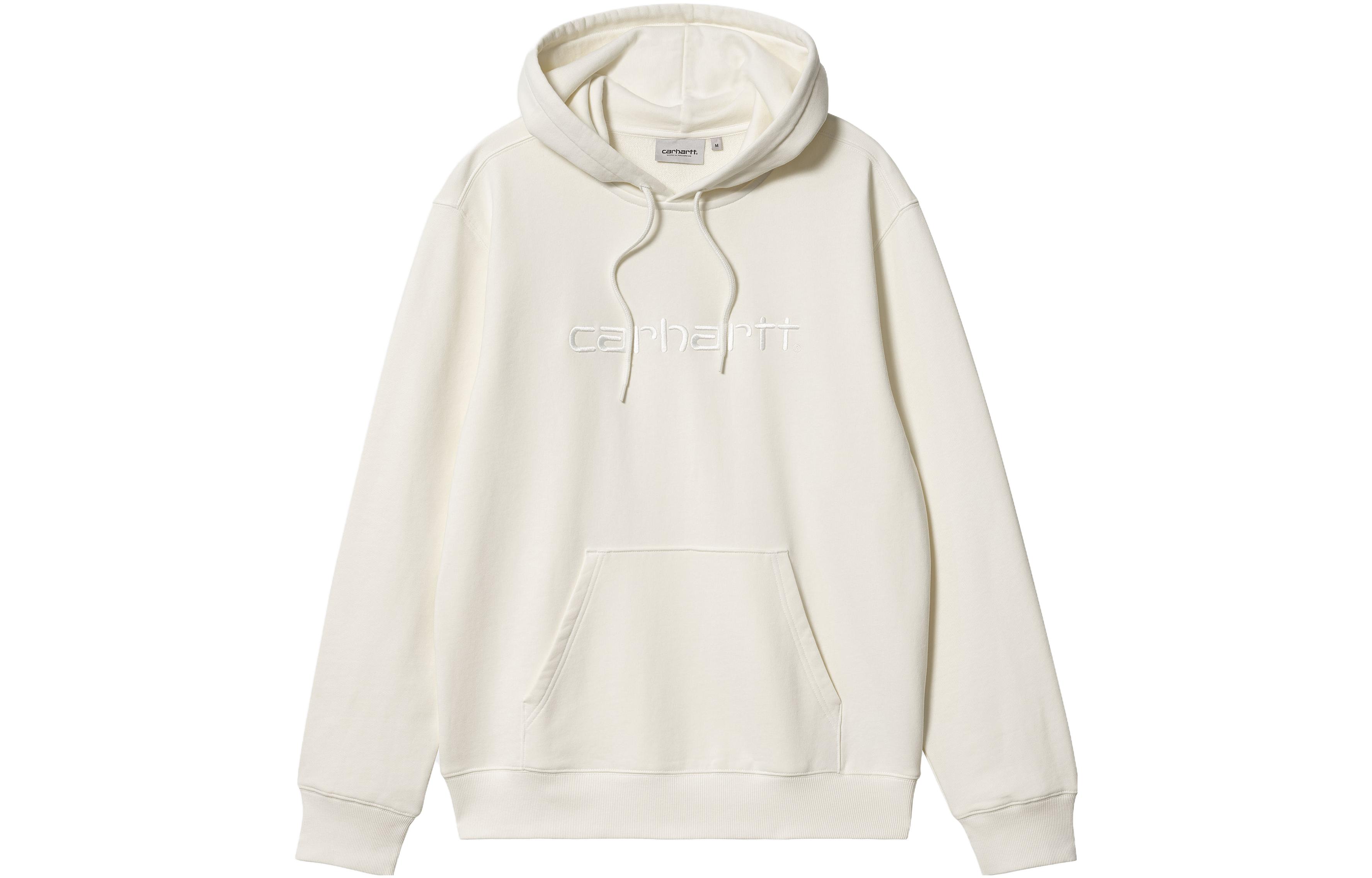 Carhartt WIP SS23 Loose Fit Logo Embroidered Drawstring Hoodie White () I030145-D6-GD