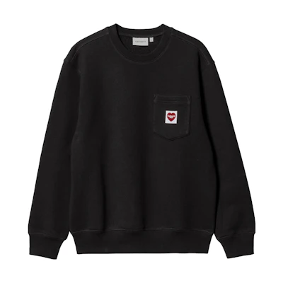 Carhartt WIP SS23 Oversized Heart Pocket Crewneck Black Sweatshirt I032315-89-XX