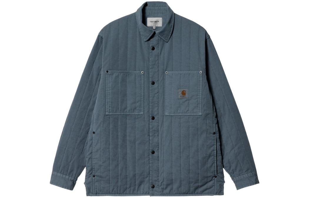 Carhartt WIP SS23 Remastered Classic Logo Patch Long Sleeve Shirt Jacket Blue. I031448-0WA-GD