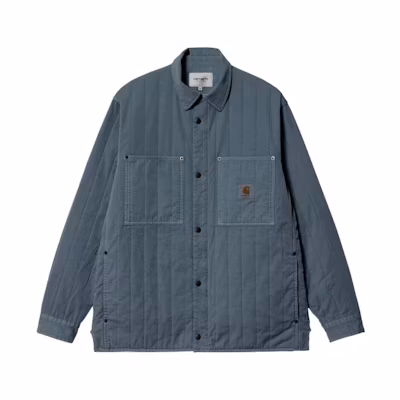 Carhartt WIP SS23 Remastered Classic Logo Patch Long Sleeve Shirt Jacket Blue. I031448-0WA-GD