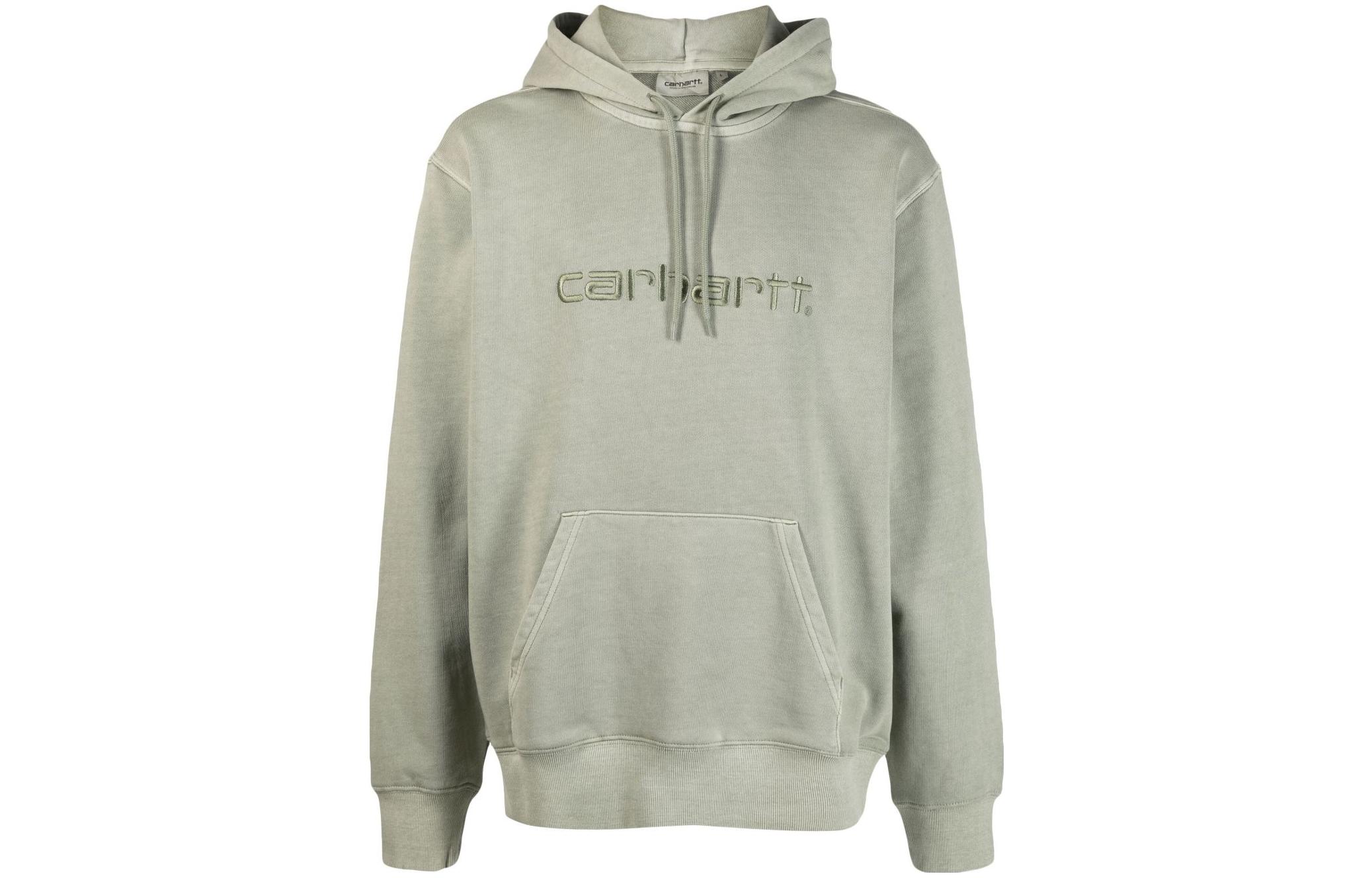 Carhartt WIP SS23 Solid Color Embroidered Logo Hoodie Olive Green I030145-1CT-GD