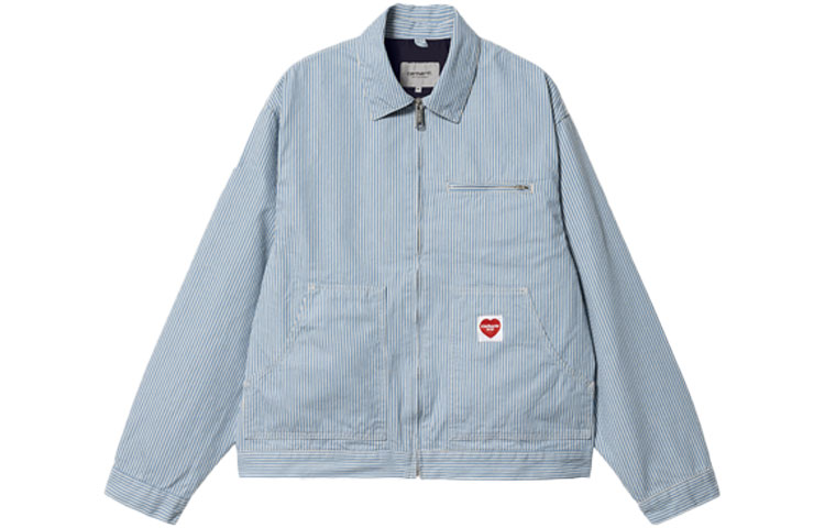 Carhartt WIP SS23 Terrell Striped Detroit Jacket Blue  Casual Multi-Pocket Coat I032108-1ON-02